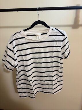 H&M White Tee with Black Stripes - Short Sleeve